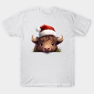 Christmas Peeking Baby Bison T-Shirt